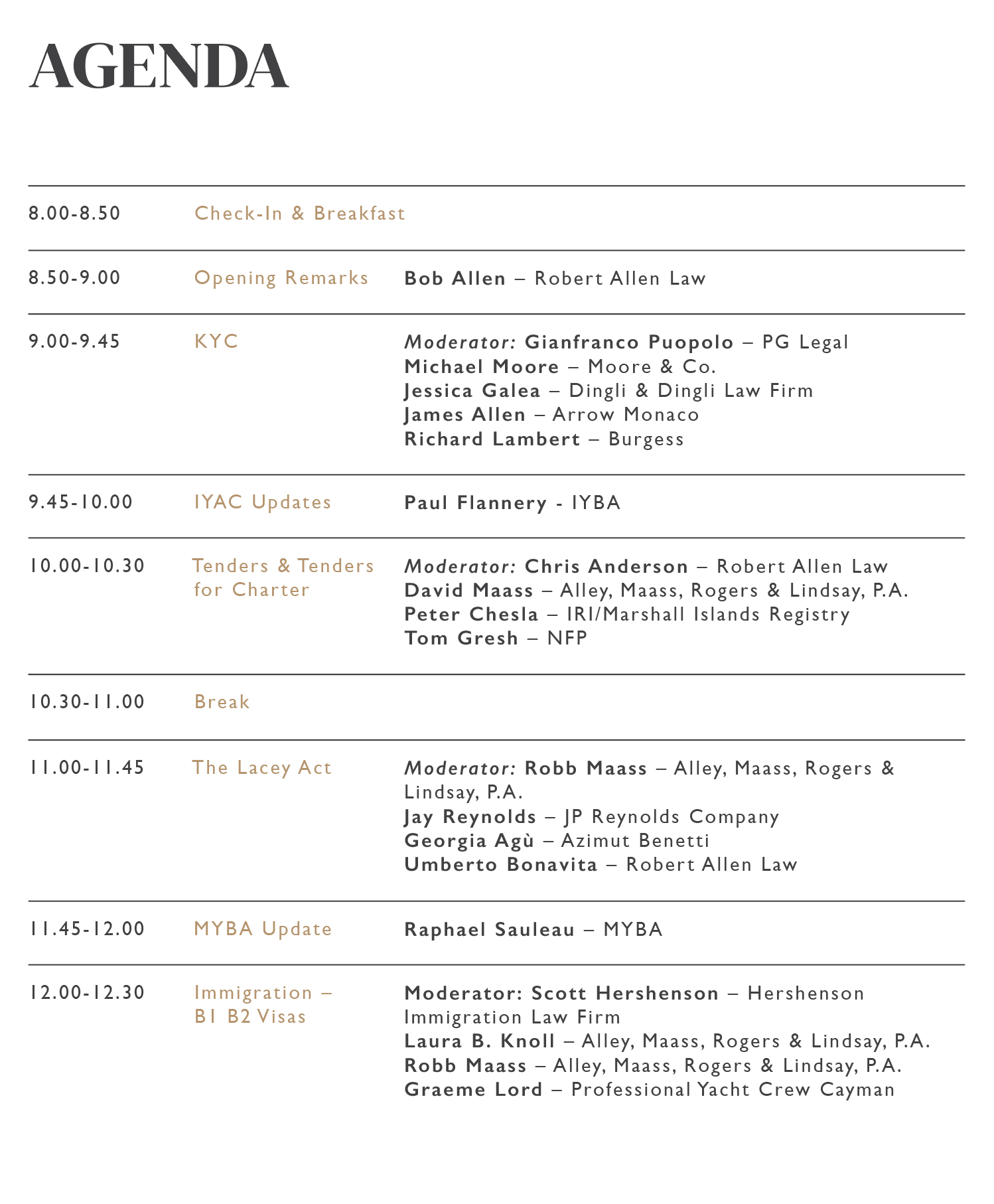 Agenda Superyacht Law Summit 2025